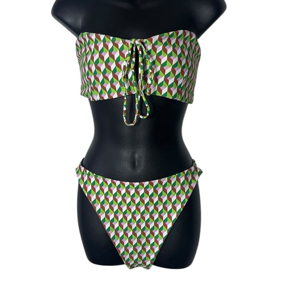 Skatie bikini M/L Mandy bottom penny top geometric bandeau halter